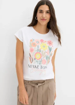 bonprix bonprix Camiseta de algodón puro Blanco Discount