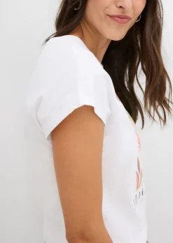 bonprix bonprix Camiseta de algodón puro Blanco Discount