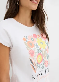 bonprix bonprix Camiseta de algodón puro Blanco Discount