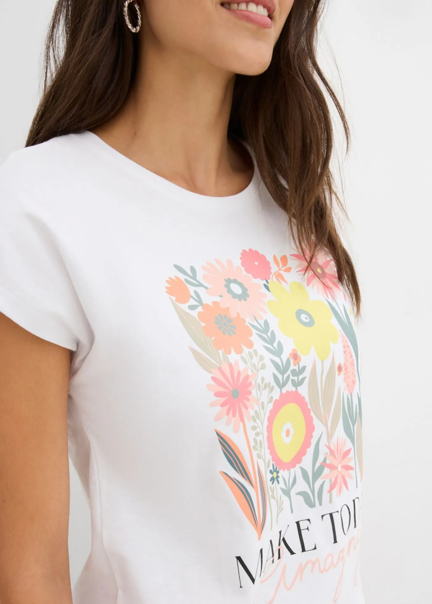 bonprix bonprix Camiseta de algodón puro Blanco Discount