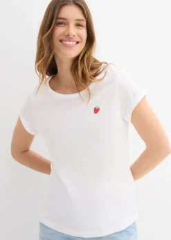 bonprix bonprix Camiseta de algodón puro Blanco Discount