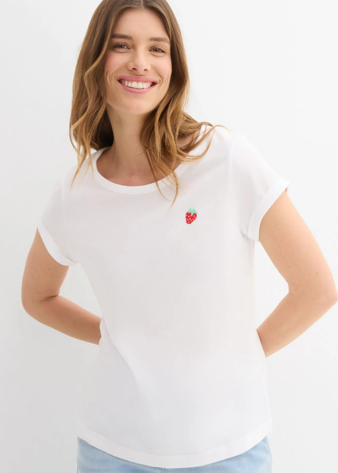 bonprix bonprix Camiseta de algodón puro Blanco Discount