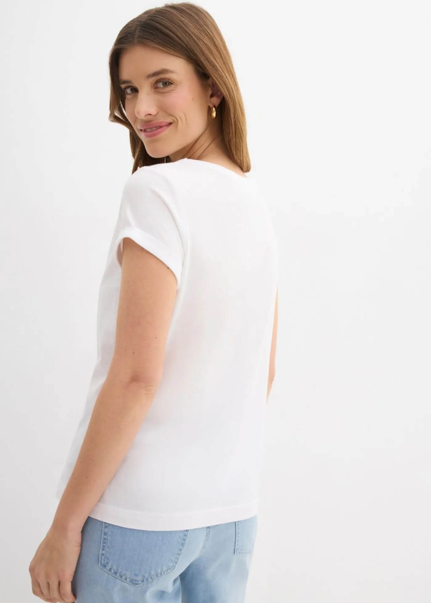 bonprix bonprix Camiseta de algodón puro Blanco Discount