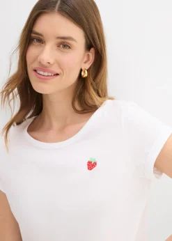 bonprix bonprix Camiseta de algodón puro Blanco Discount