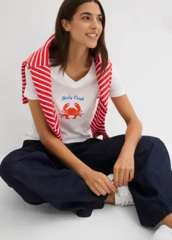 bonprix bonprix Camiseta de algodón puro Blanco New
