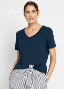 bonprix bonprix Camiseta de algodón puro Azul marino Clearance