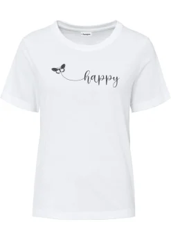 bonprix bonprix Camiseta de algodón puro Blanco Outlet