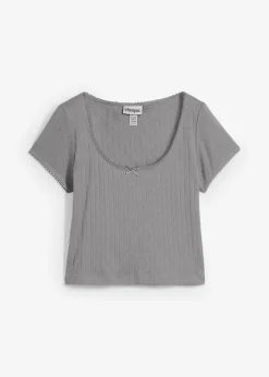 bonprix bonprix Camiseta de algodón puro Gris claro Sale