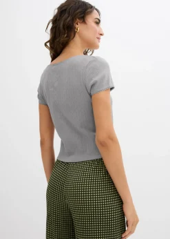 bonprix bonprix Camiseta de algodón puro Gris claro Sale