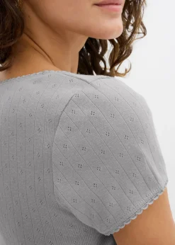 bonprix bonprix Camiseta de algodón puro Gris claro Sale