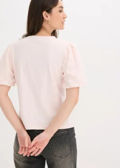 bonprix bonprix Camiseta de algodón puro Rosa claro Outlet