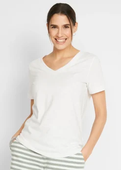 bonprix bonprix Camiseta de algodón puro Blanco Outlet
