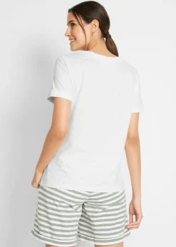 bonprix bonprix Camiseta de algodón puro Blanco Outlet