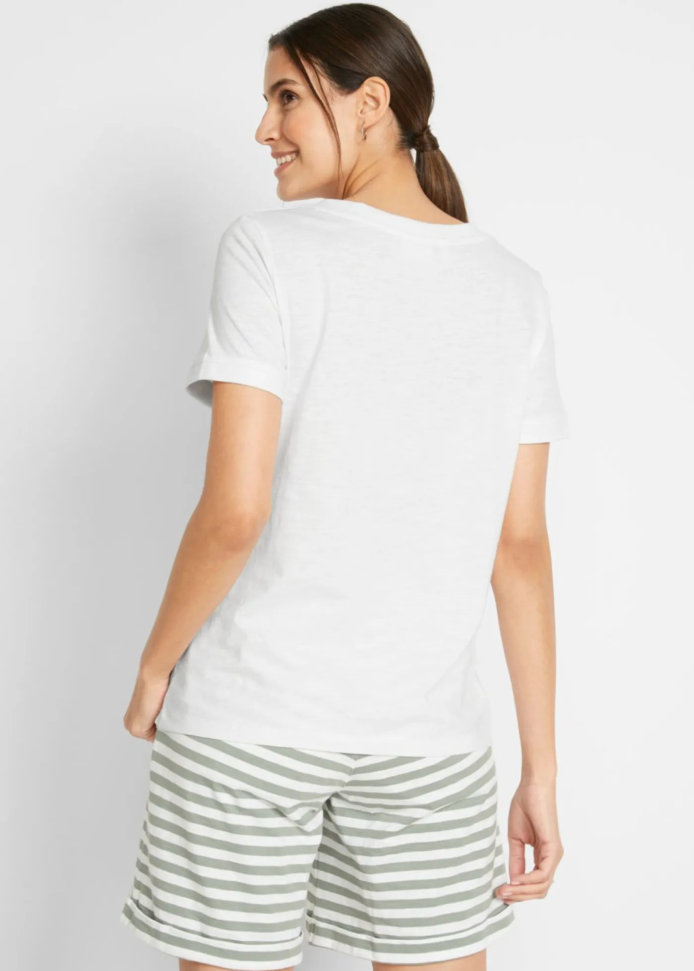 bonprix bonprix Camiseta de algodón puro Blanco Outlet