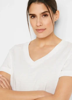 bonprix bonprix Camiseta de algodón puro Blanco Outlet