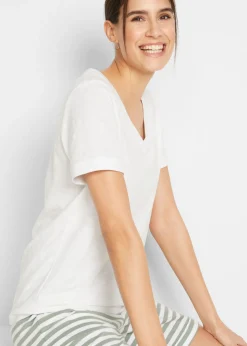 bonprix bonprix Camiseta de algodón puro Blanco Outlet