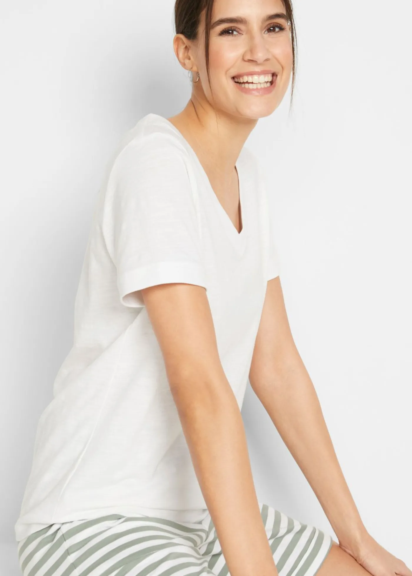 bonprix bonprix Camiseta de algodón puro Blanco Outlet
