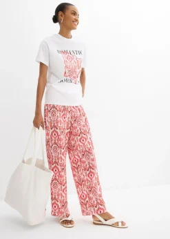bonprix bonprix Camiseta de algodón puro Blanco-rojo Outlet