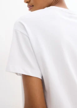 bonprix bonprix Camiseta de algodón puro Blanco-rojo Outlet