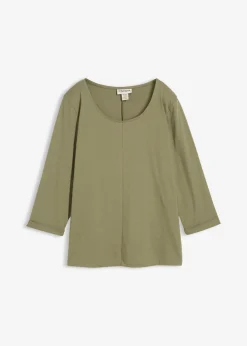 bonprix bonprix Camiseta de algodón puro Verde oliva Online