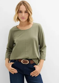 bonprix bonprix Camiseta de algodón puro Verde oliva Online