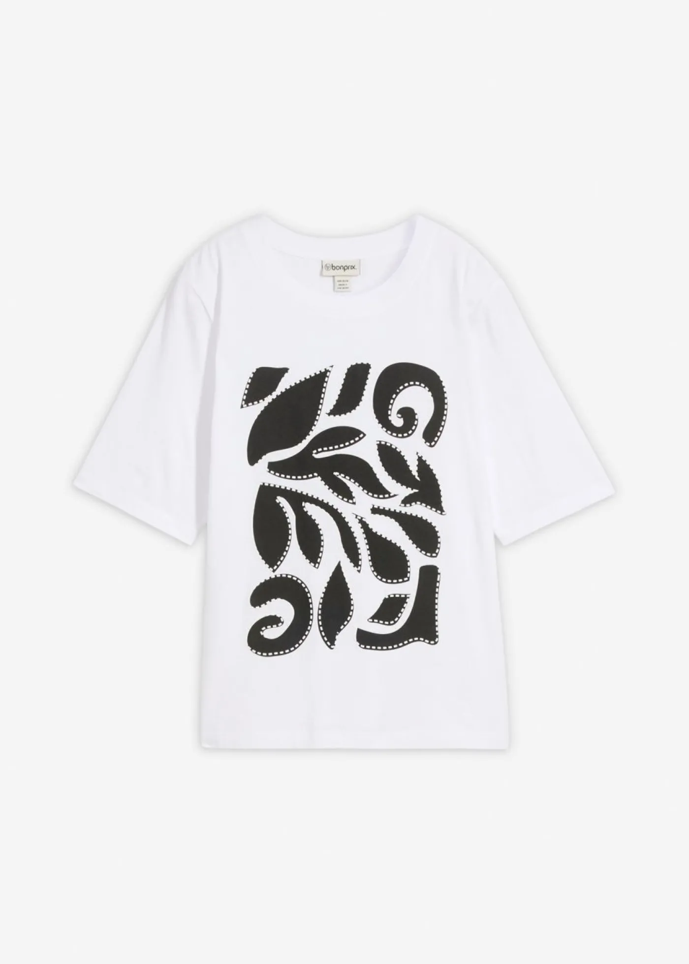 bonprix bonprix Camiseta de algodón puro Blanco-negro Clearance