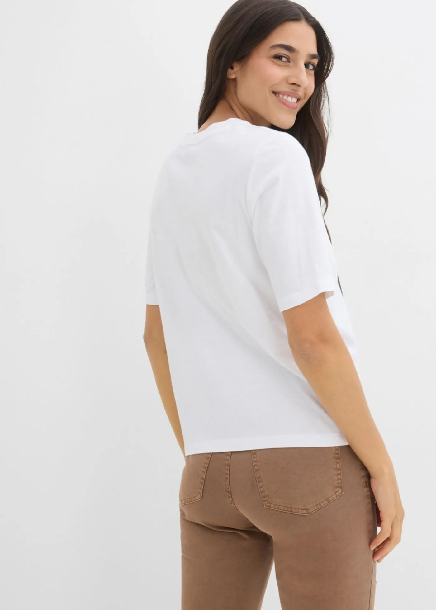 bonprix bonprix Camiseta de algodón puro Blanco-negro Clearance