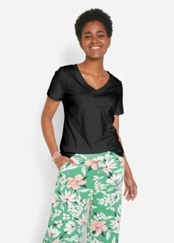 bonprix bonprix Camiseta de algodón puro Negro Sale