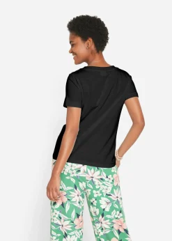 bonprix bonprix Camiseta de algodón puro Negro Sale