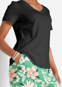 bonprix bonprix Camiseta de algodón puro Negro Sale