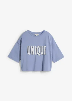 bonprix bonprix Camiseta de algodón puro Azul-blanco Clearance