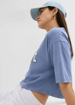 bonprix bonprix Camiseta de algodón puro Azul-blanco Clearance
