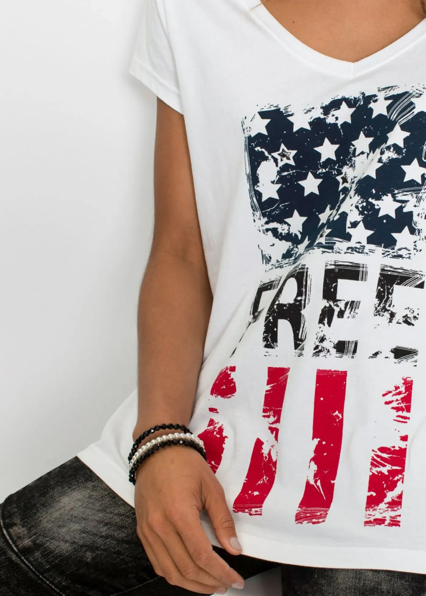 bonprix bonprix Camiseta de algodón puro Blanco estampado Online