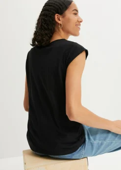 bonprix bonprix Camiseta de algodón puro Negro Clearance