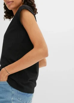 bonprix bonprix Camiseta de algodón puro Negro Clearance