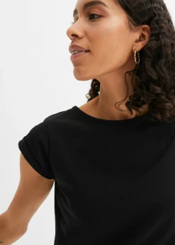 bonprix bonprix Camiseta de algodón puro Negro Clearance