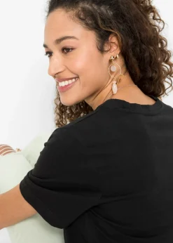 bonprix bonprix Camiseta de algodón puro Negro estampado Sale