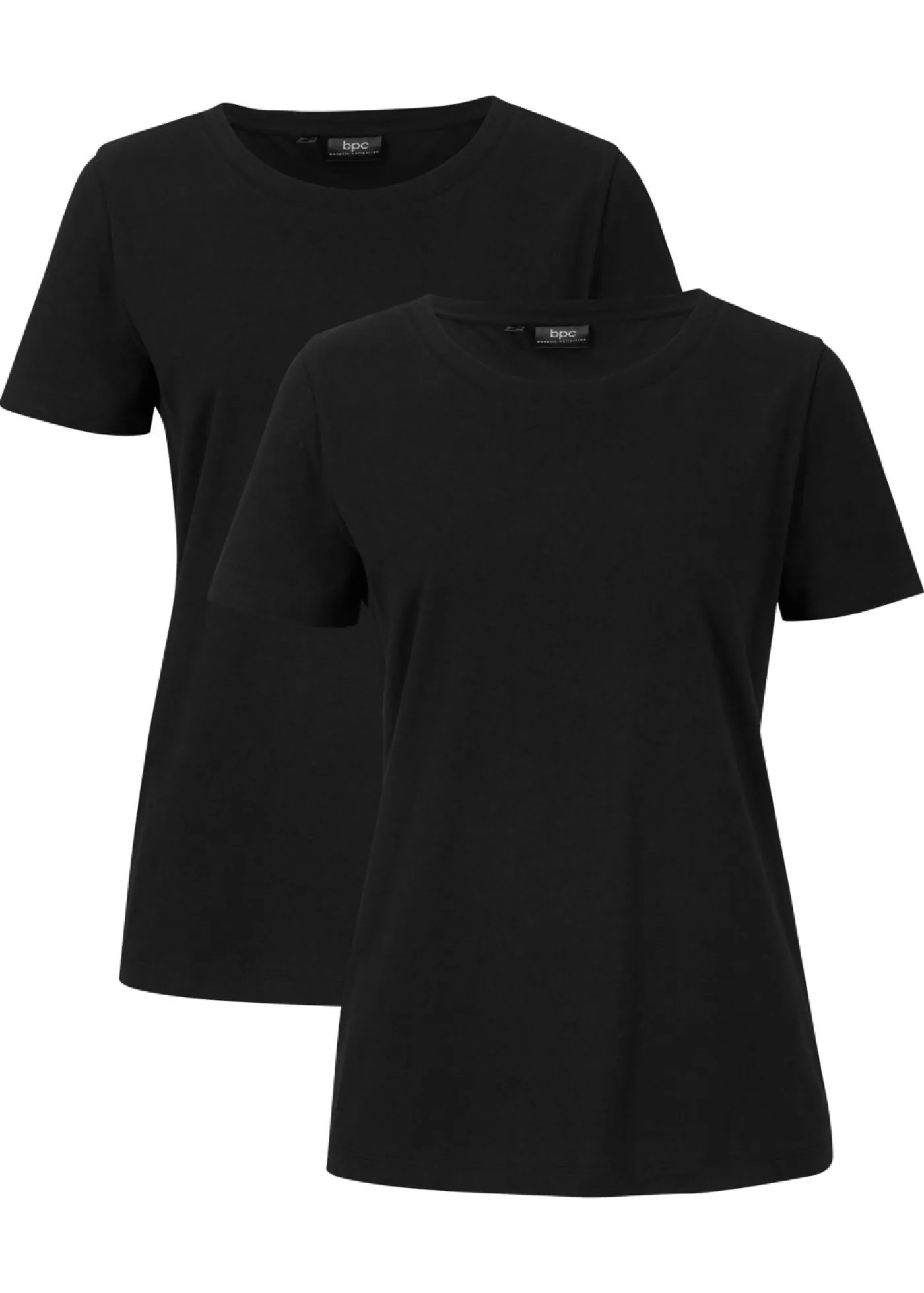 bonprix bonprix Camiseta de algodón puro con manga corta (2 unidades) Negro
