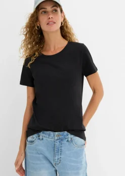 bonprix bonprix Camiseta de algodón puro con manga corta (2 unidades) Negro