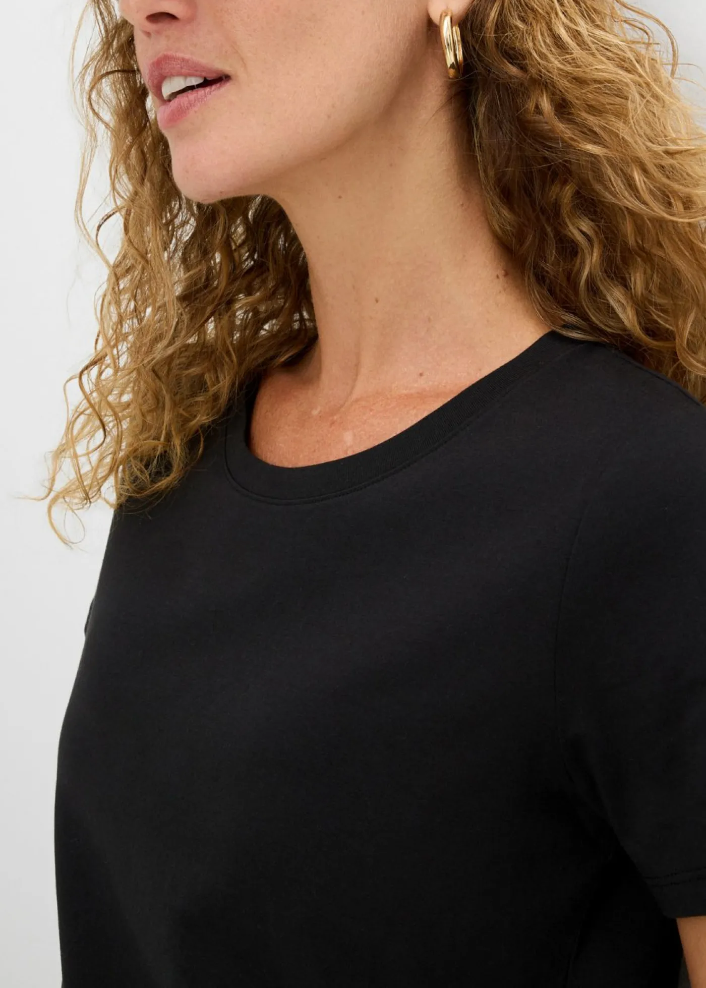 bonprix bonprix Camiseta de algodón puro con manga corta (2 unidades) Negro