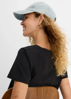 bonprix bonprix Camiseta de algodón puro con manga corta (2 unidades) Negro