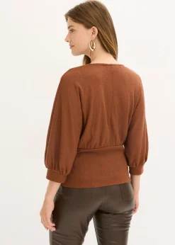 bonprix bonprix Camiseta de bouclé marrón moteado Sale