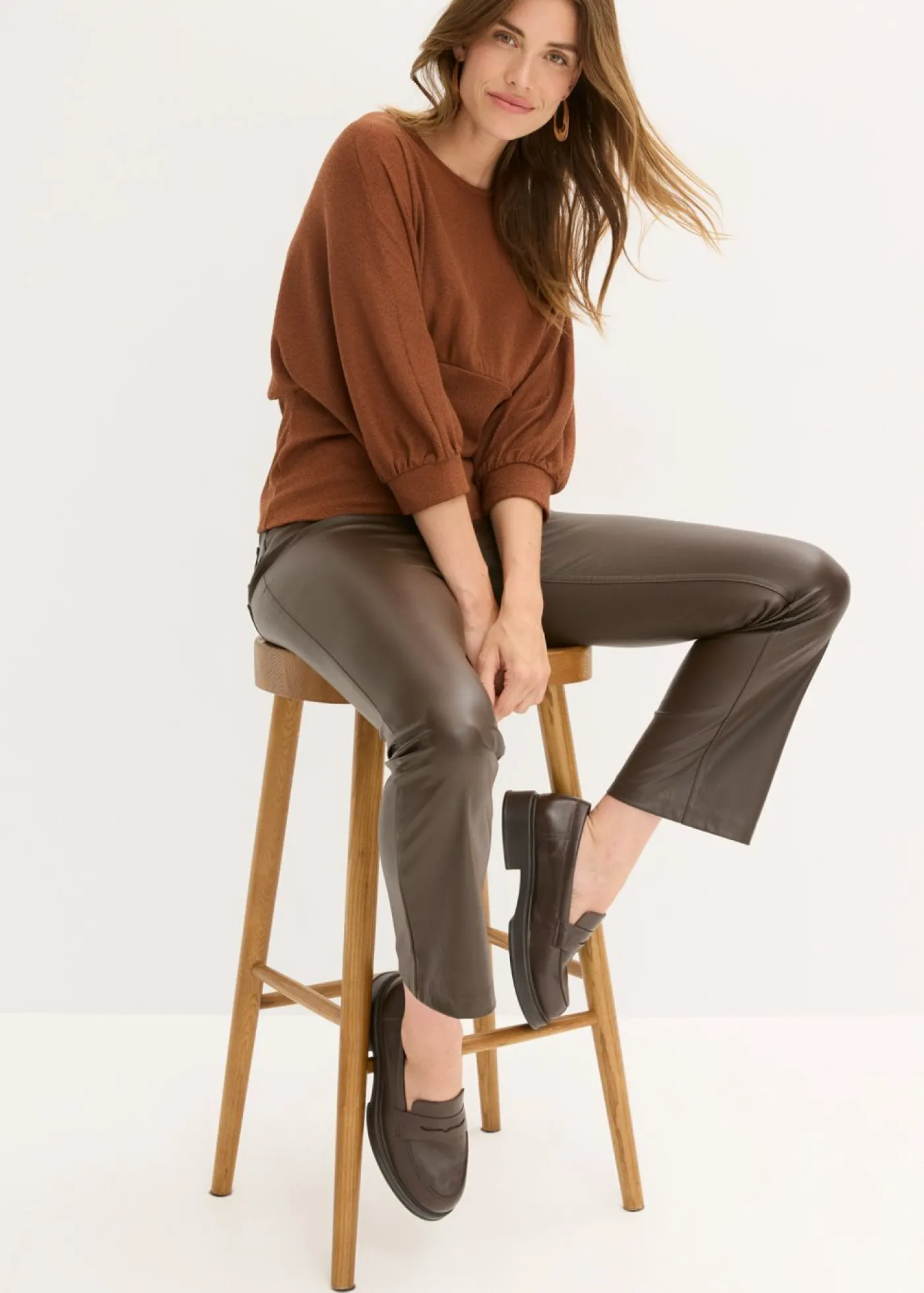 bonprix bonprix Camiseta de bouclé marrón moteado Sale