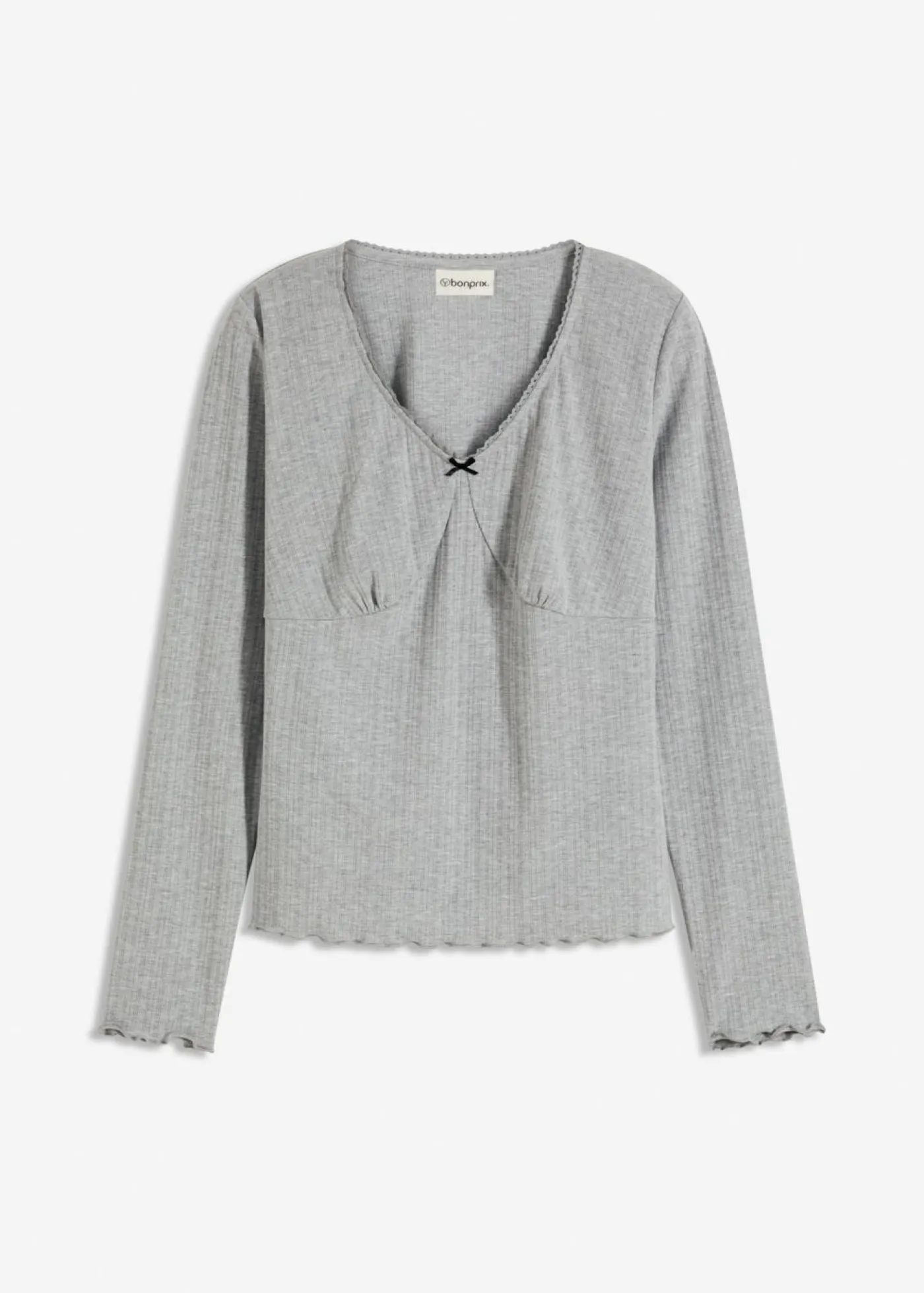 bonprix bonprix Camiseta de canalé Gris claro jaspeado