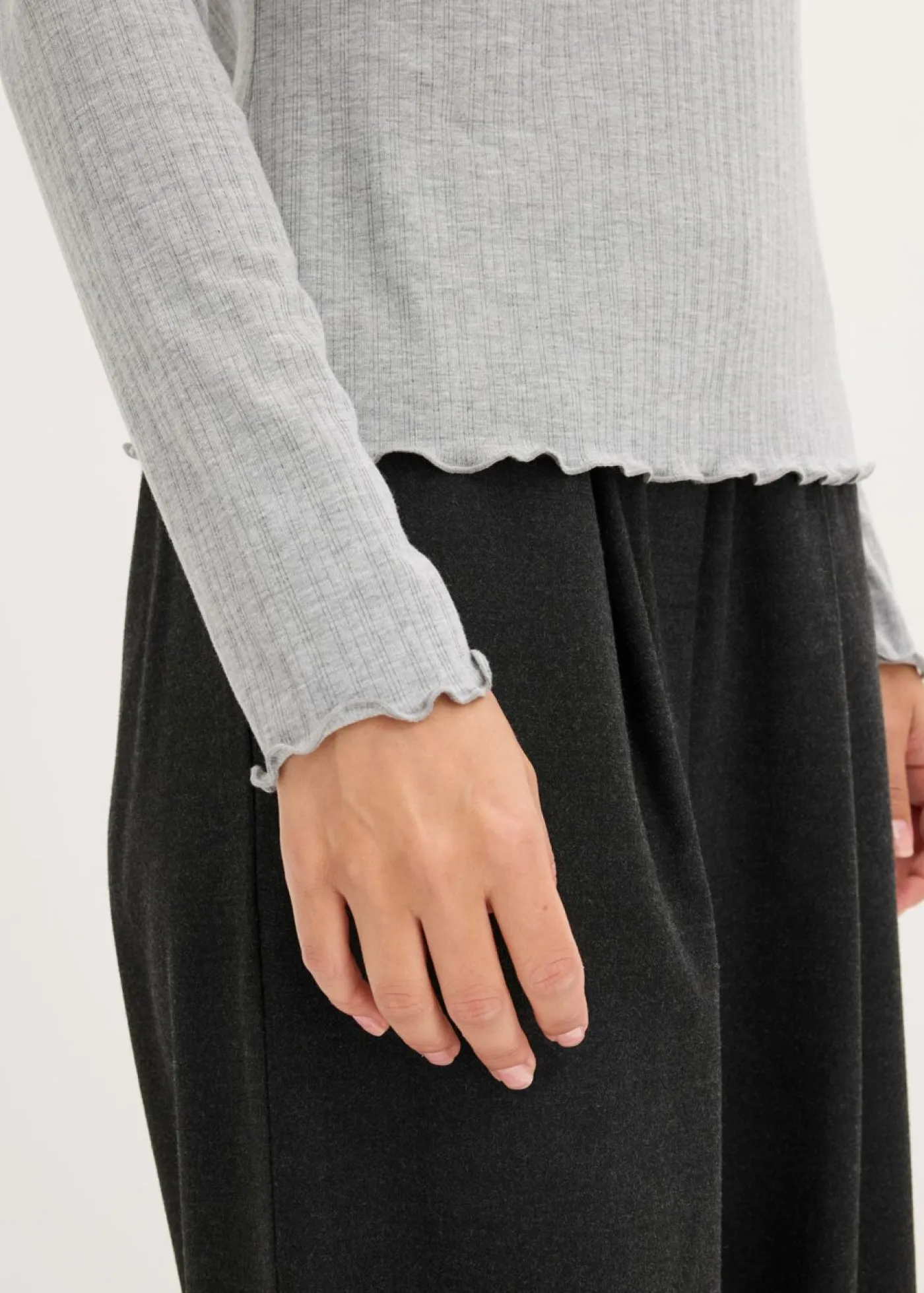 bonprix bonprix Camiseta de canalé Gris claro jaspeado