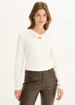 bonprix bonprix Camiseta de canalé Blanco lana Online