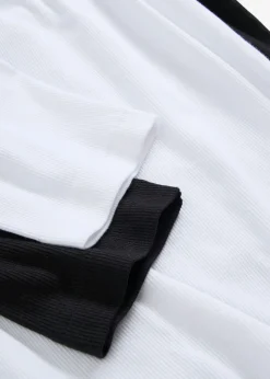 bonprix bonprix Camiseta de canalé con algodón orgánico (2 unidades) Negro-blanco Clearance