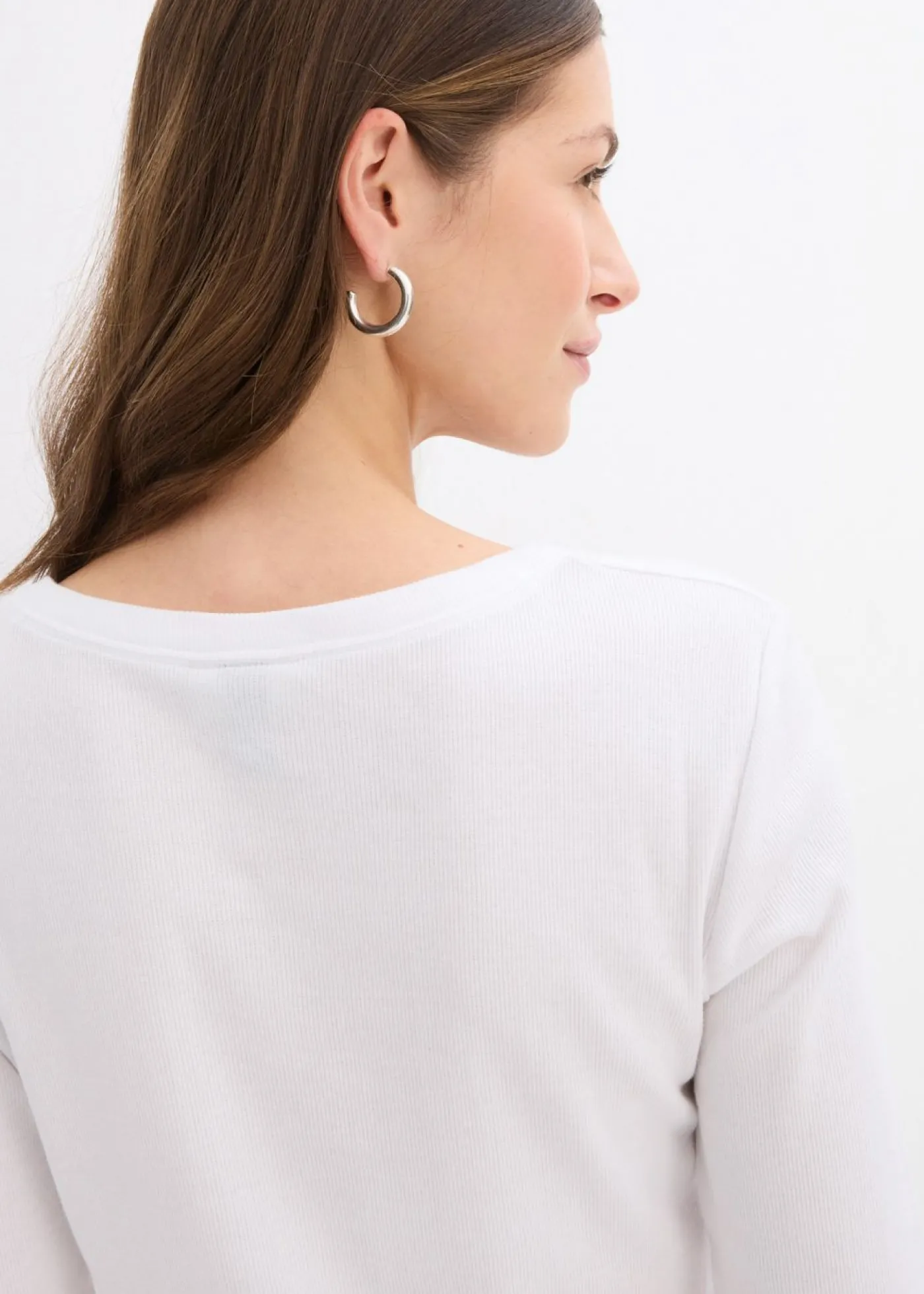 bonprix bonprix Camiseta de canalé con algodón orgánico (2 unidades) Negro-blanco Clearance