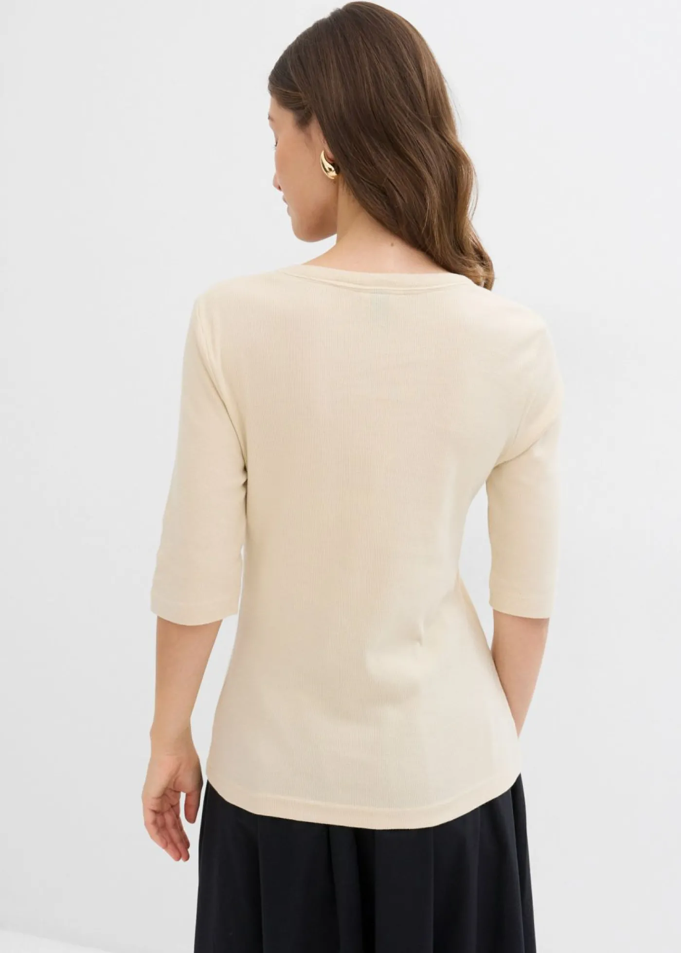 bonprix bonprix Camiseta de canalé con algodón orgánico (2 unidades) beige nuevo-arena claro Online