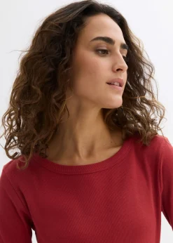 bonprix bonprix Camiseta de canalé con algodón orgánico (2 unidades) cereza/azul marino Online